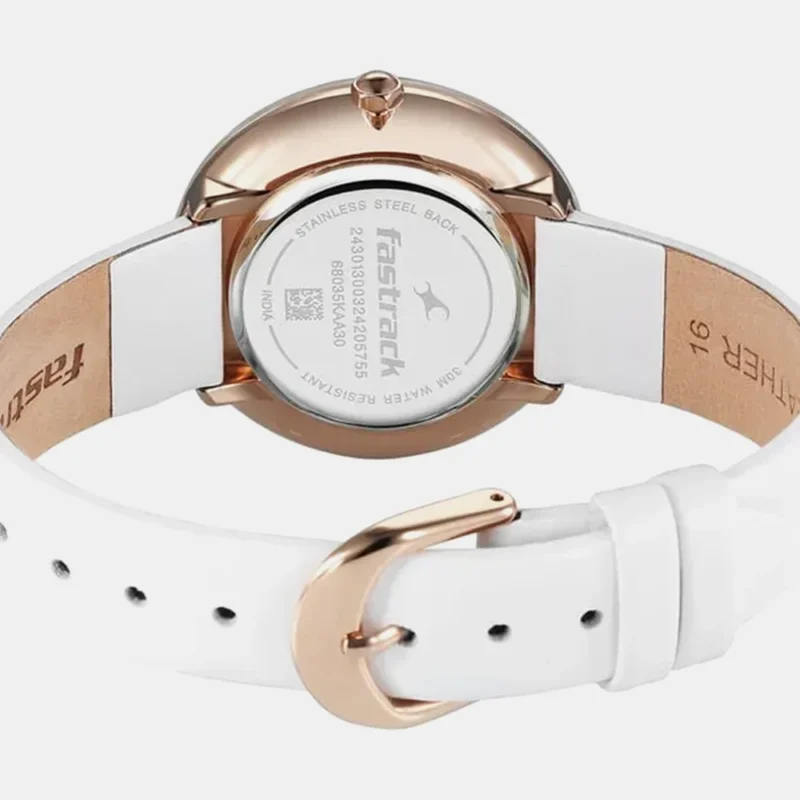 Fastrack Younique Quartz Analog Mother Of Pearl Dial LeatherStrap Watch For Girls 68035KL01 - Image 3