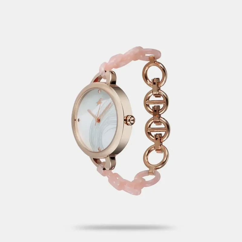 Fastrack Younique Quartz Analog Mother Of Pearl Dial Acetate And Metal Strap Watch For Girls 68037KD02 - Image 2