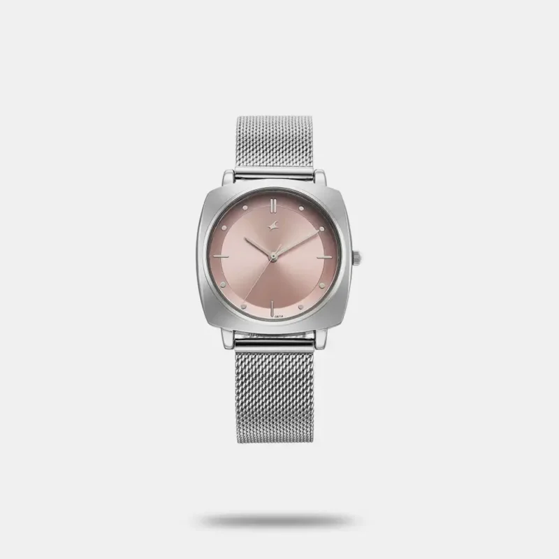 Fastrack Stunners X Quartz Analog Pink Dial Stainless Steel Strap Watch For Girls 68043SM02