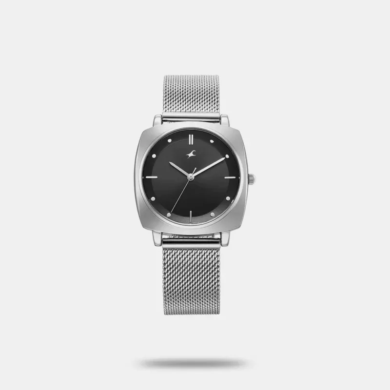 Fastrack Stunners X Quartz Analog Black Dial Stainless Steel Strap Watch For Girls 68043SM03