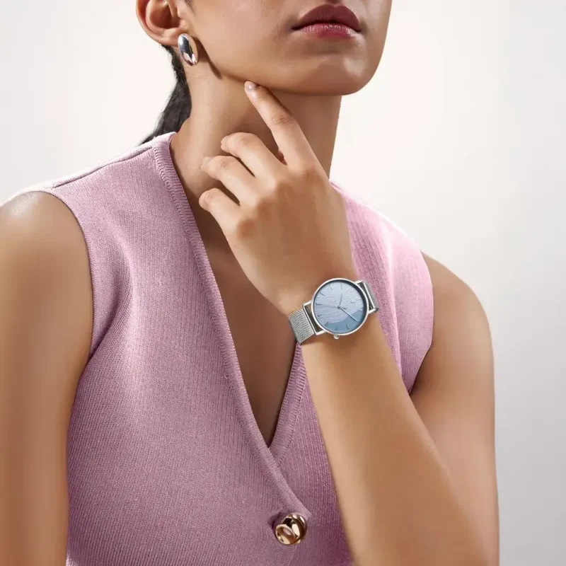 Fastrack Stunners X Quartz Analog Blue Dial Stainless Steel Strap Watch For Girls 68044SM01 - Image 5