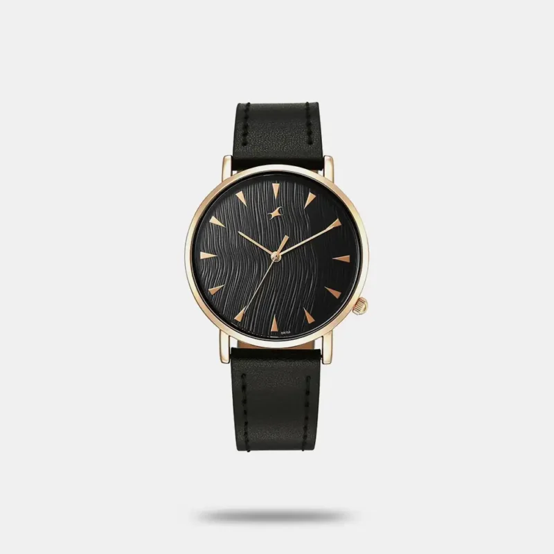 Fastrack Stunners X Quartz Analog Black Dial Leather Strap Watch For Girls 68044WL01
