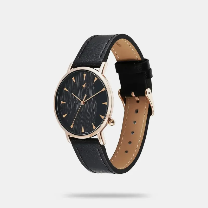 Fastrack Stunners X Quartz Analog Black Dial Leather Strap Watch For Girls 68044WL01 - Image 2