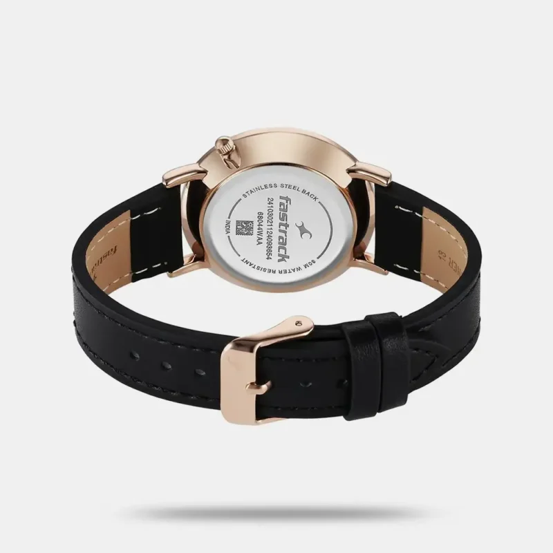 Fastrack Stunners X Quartz Analog Black Dial Leather Strap Watch For Girls 68044WL01 - Image 3
