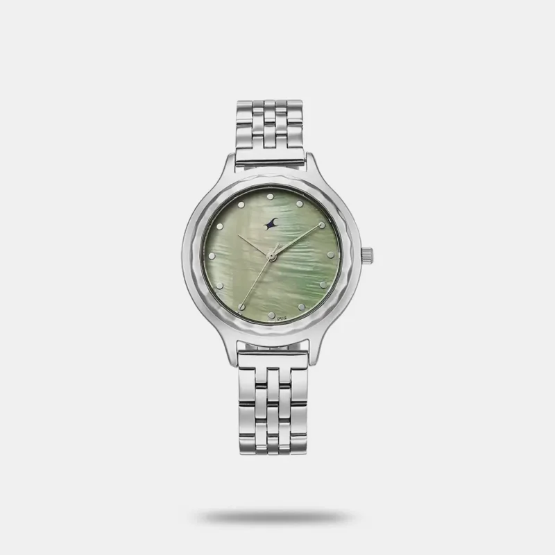 Fastrack Stunners X Quartz Analog Green Dial Stainless Steel Strap Watch For Girls 68046SM04