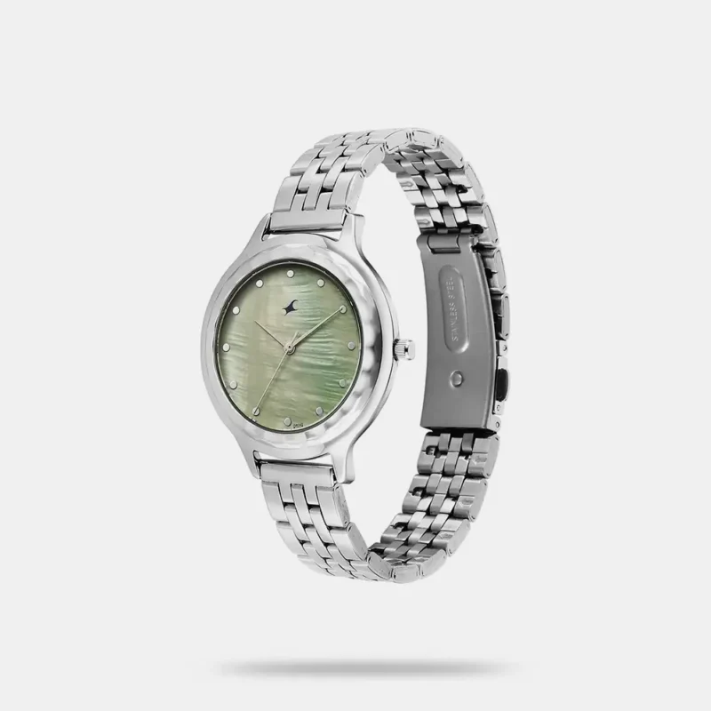 Fastrack Stunners X Quartz Analog Green Dial Stainless Steel Strap Watch For Girls 68046SM04 - Image 2