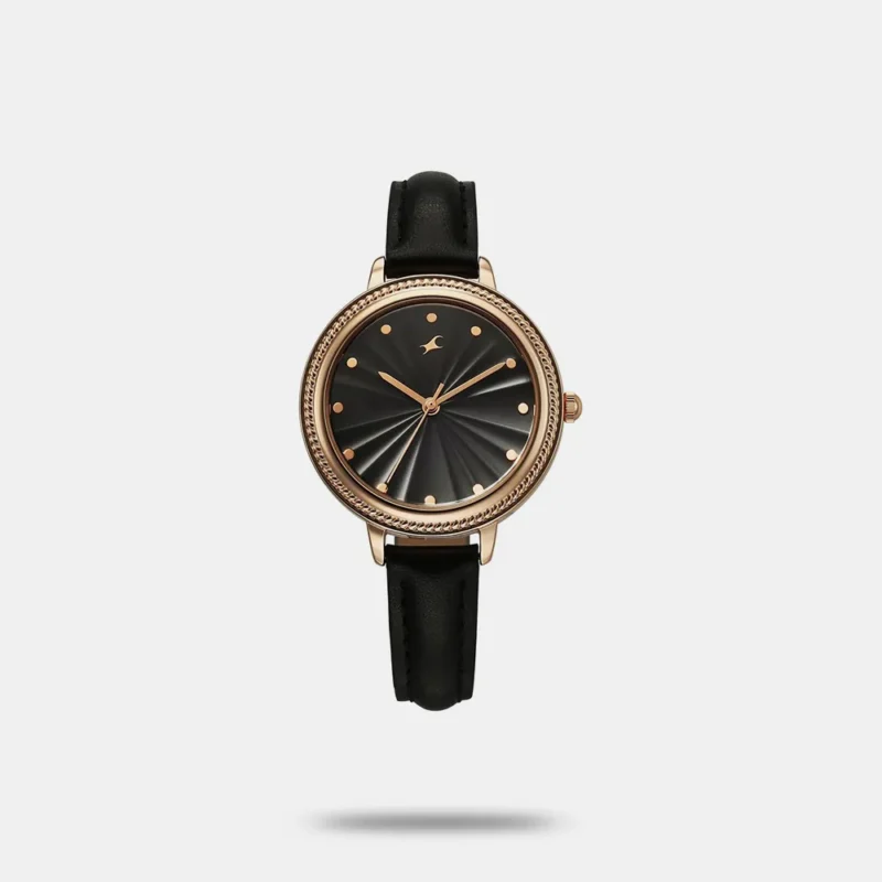 Fastrack Stunners X Quartz Analog Black Dial Leather Strap Watch For Girls 68048WL01