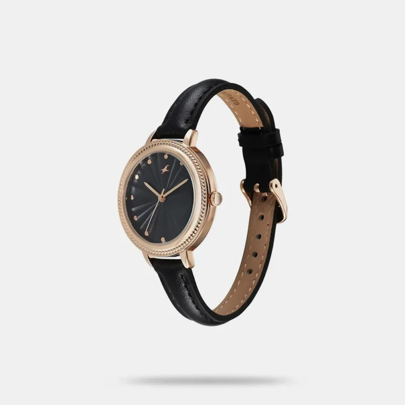 Fastrack Stunners X Quartz Analog Black Dial Leather Strap Watch For Girls 68048WL01 - Image 2