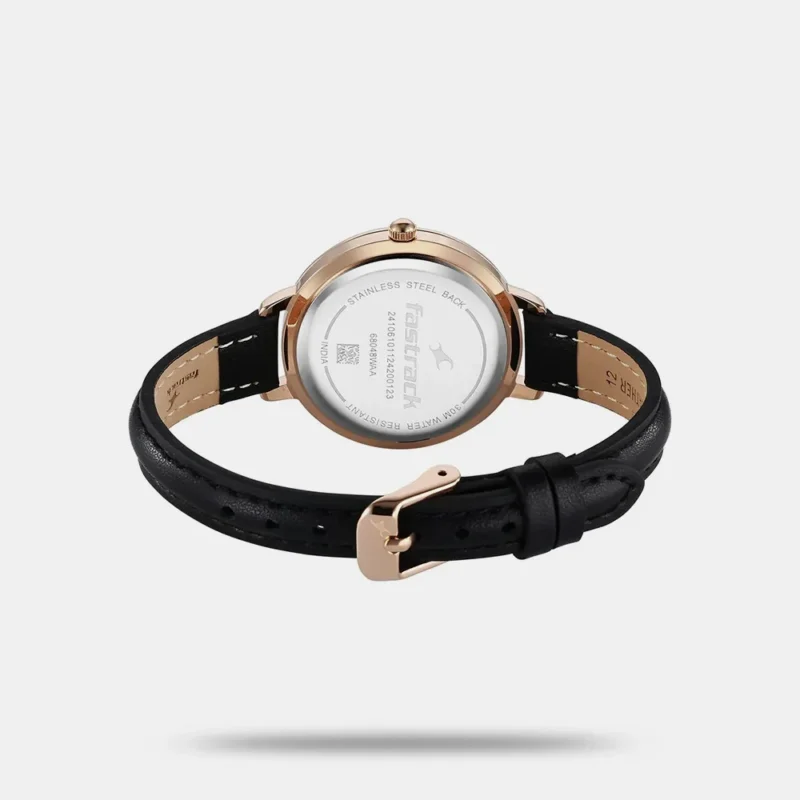 Fastrack Stunners X Quartz Analog Black Dial Leather Strap Watch For Girls 68048WL01 - Image 3