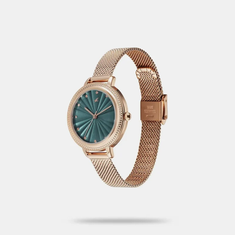 Fastrack Stunners X Quartz Analog Green Dial Stainless Steel Strap Watch For Girls 68048WM01 - Image 2