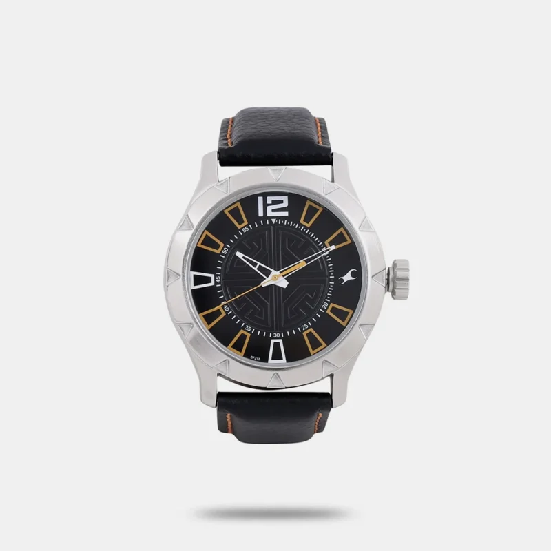 Fastrack Quartz Analog Black Dial Leather Strap Watch for Guys NK3139SL01