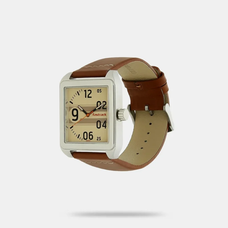 Fastrack Bare Basics Quartz Analog Beige Dial Leather Strap Watch for Guys NK3164SL01 - Image 2
