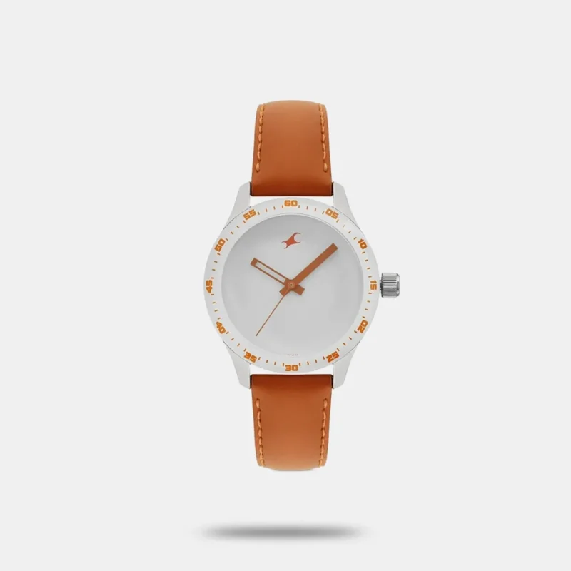 Fastrack Quartz Analog White Dial Leather Strap Watch for Girls NK6078SL04