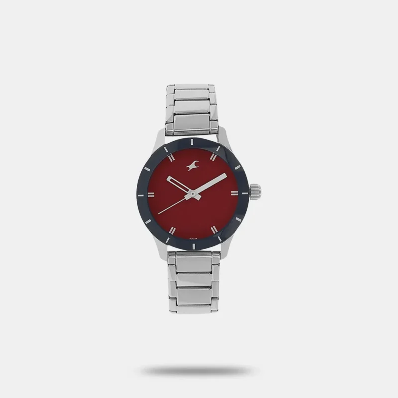 Fastrack Quartz Analog Red Dial Stainless Steel Strap Watch for Girls NK6078SM05