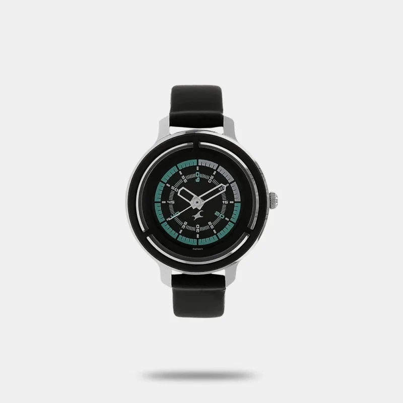 Fastrack Motorheads Quartz Analog Black Dial Leather Strap Watch for Girls NK6140KL01