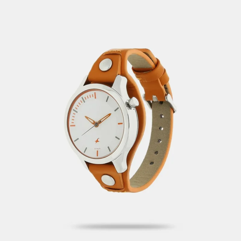 Fastrack Motorheads Quartz Analog White Dial Leather Strap Watch for Girls NK6156SL02 - Image 2