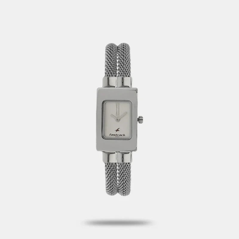 Fastrack Quartz Analog Silver Dial Stainless Steel Strap Watch for Girls NL2049SM09