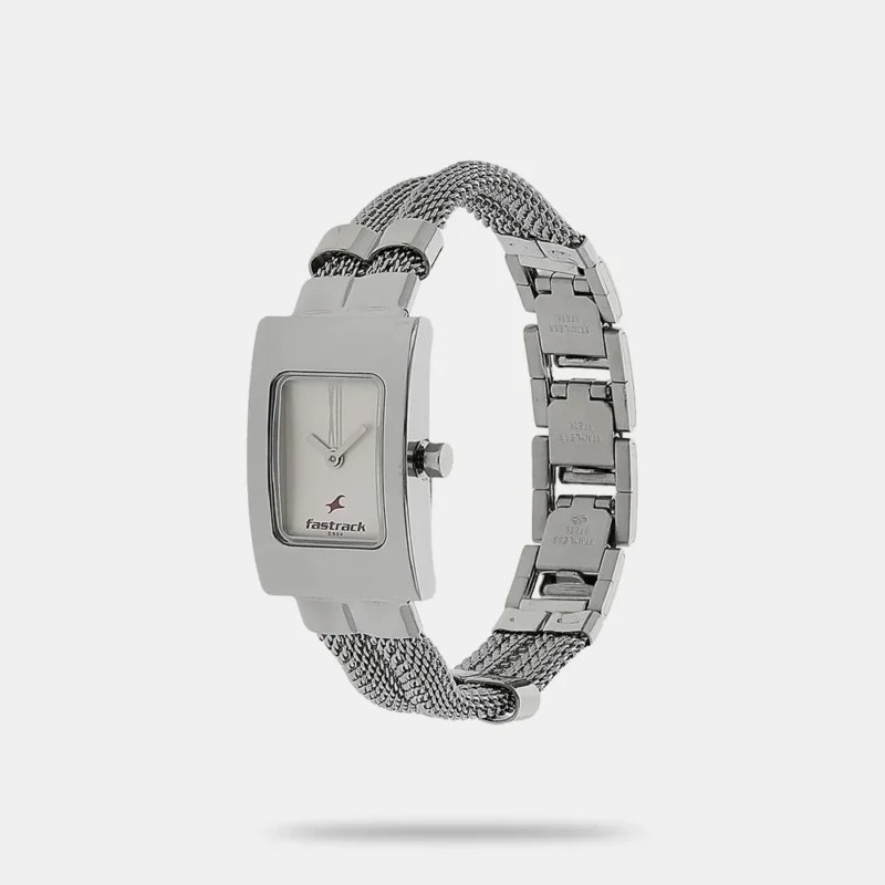 Fastrack Quartz Analog Silver Dial Stainless Steel Strap Watch for Girls NL2049SM09 - Image 2