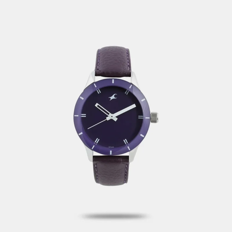 Fastrack Quartz Analog Purple Dial Leather Strap Watch for Girls NN6078SL05