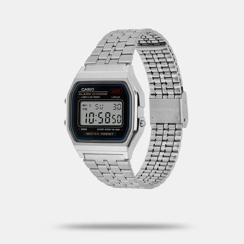 Casio Unisex Vintage A159WA-N1DF Black Digital Dial Silver Stainless Steel Band - D338 - Image 2