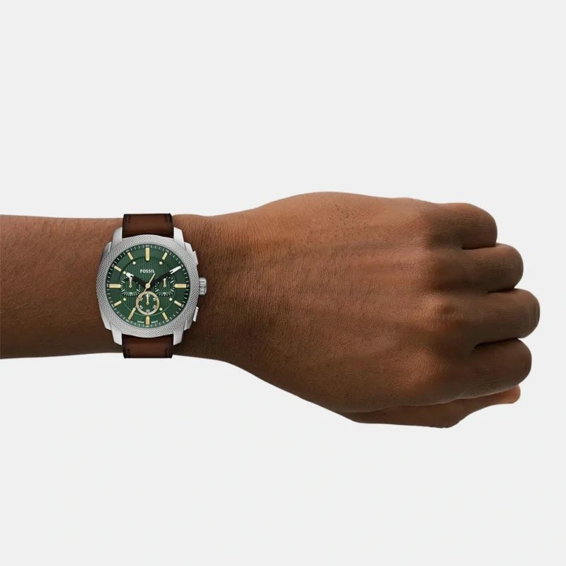 Fossil Machine Chronograph Brown Leather Watch - FS6100 - Image 4