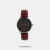 Blending functionality with style, this women s analog watch from Fastrack's EDM collection will instantly elevate your look. Protected by a mineral glass, the purple round dial showcases plain two hands and three subdials that facilitate time reading ease. Made of premium quality genuine leather, the strap flaunts a shade of burgundy that further adds to its look. Moreover, it comes with a buckle clasp to ensure your wrist a proper fit. Team it with a pair of dungarees to make a style statement.