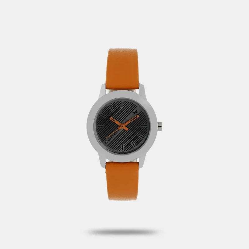Fastrack Fundamentals Quartz Analog Grey Dial Leather Strap Watch for Girls - NN68008SL04