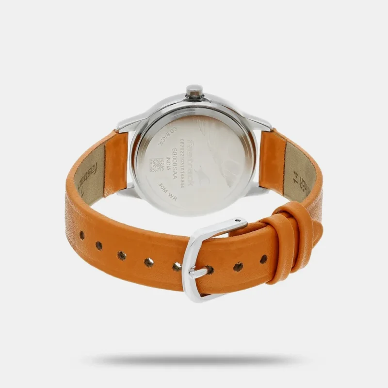 Fastrack Fundamentals Quartz Analog Grey Dial Leather Strap Watch for Girls - NN68008SL04 - Image 3