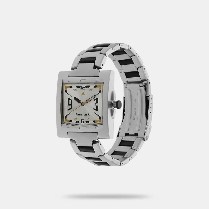 Fastrack Quartz Analog Silver Dial Stainless Steel Strap Watch for Guys - NP1229SM04 - Image 2