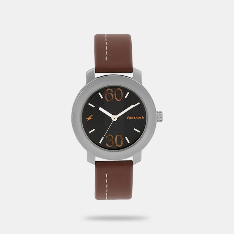 Fastrack Quartz Analog Grey Dial Leather Strap Watch for Guys - NP3222SL01