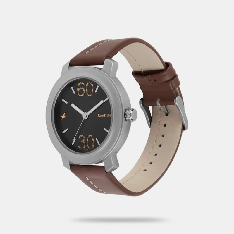 Fastrack Quartz Analog Grey Dial Leather Strap Watch for Guys - NP3222SL01 - Image 2