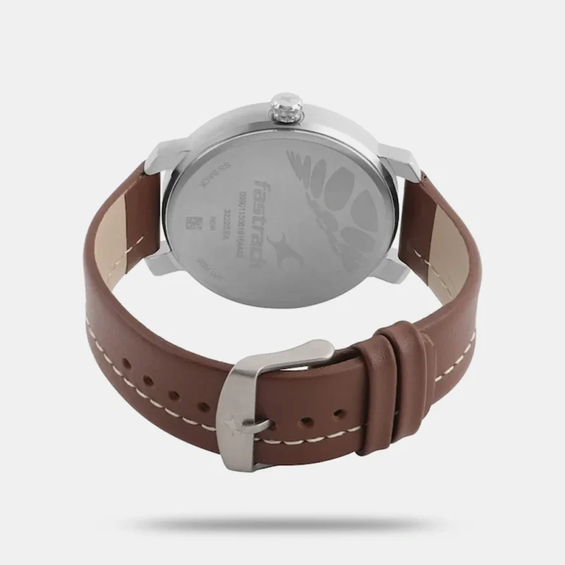 Fastrack Quartz Analog Grey Dial Leather Strap Watch for Guys - NP3222SL01 - Image 3