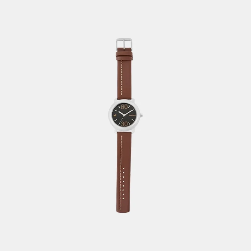 Fastrack Quartz Analog Grey Dial Leather Strap Watch for Guys - NP3222SL01 - Image 4