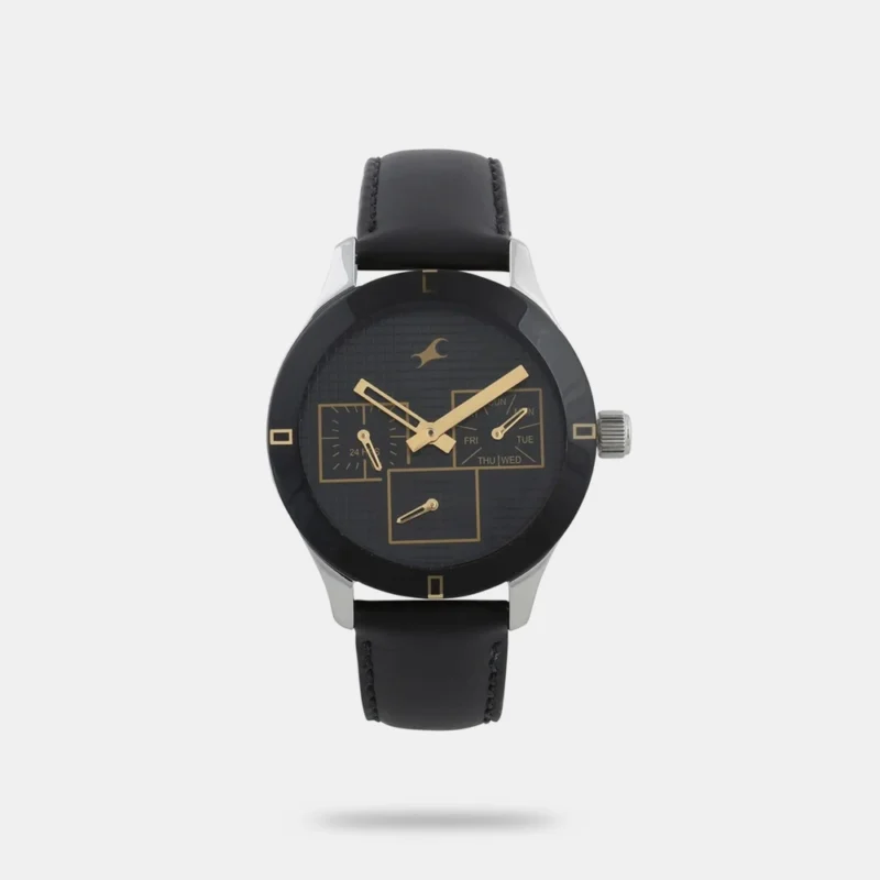 Fastrack Monochrome Quartz Multifunction Black Dial Leather Strap Watch for Girls - NP6078SL11