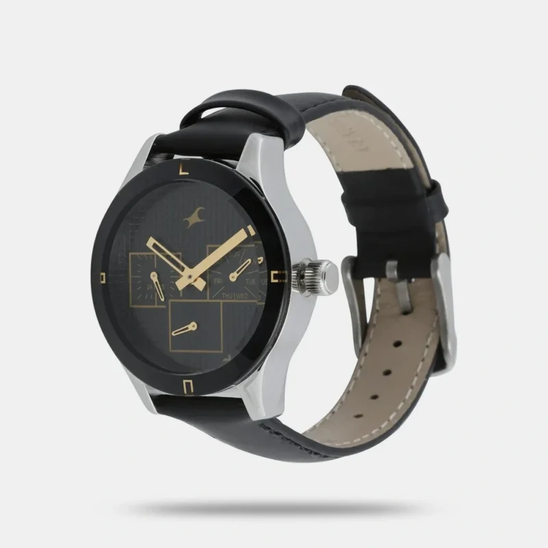 Fastrack Monochrome Quartz Multifunction Black Dial Leather Strap Watch for Girls - NP6078SL11 - Image 2