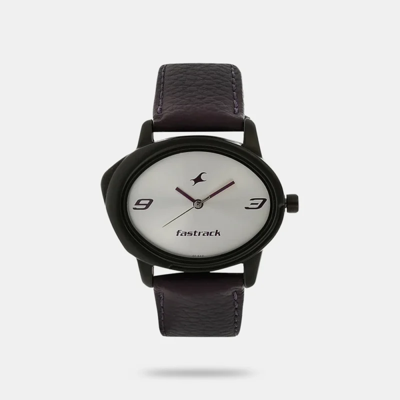 Fastrack Quartz Analog Silver Dial Leather Strap Watch for Girls - NP6098NL01