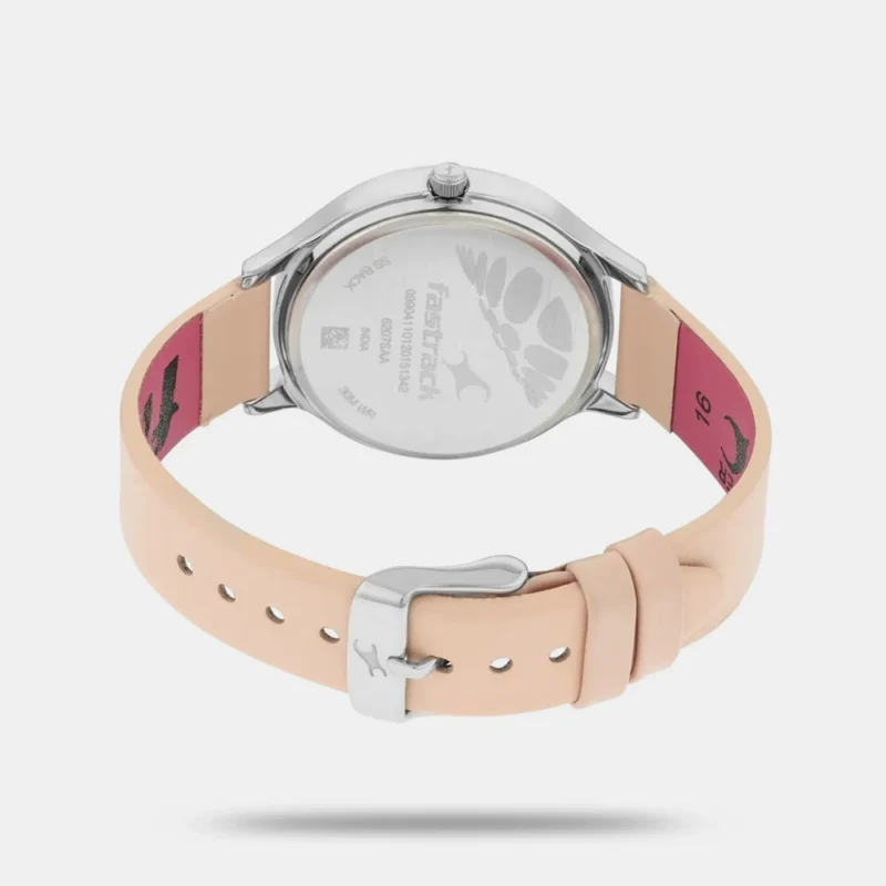 Fastrack Ruffles Quartz Analog with Day and Date Beige Dial Leather Strap Watch for Girls - NP6207SL02 - Image 3
