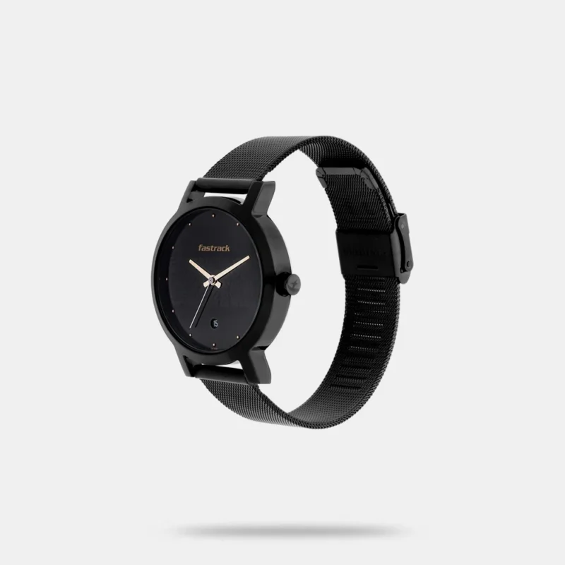Fastrack Animal Print Quartz Analog with Date Black Dial Stainless Steel Strap Watch for Girls - NP6222NM01 - Image 2