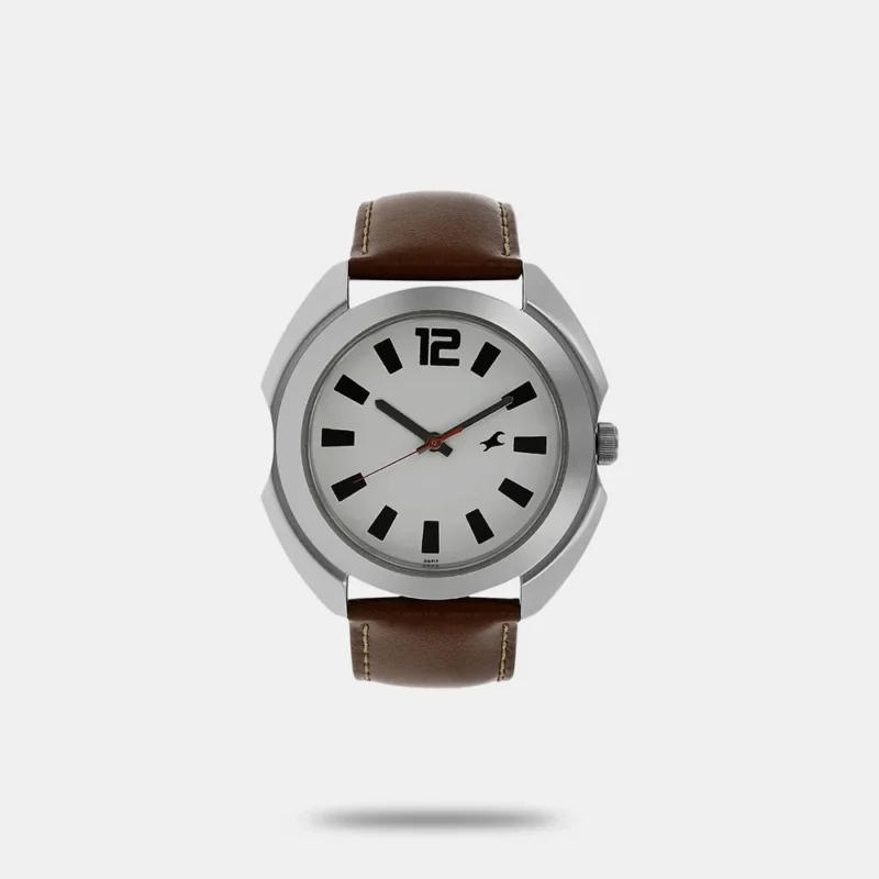 Fastrack Quartz Analog White Dial Leather Strap Watch for Guys - NR3117SL01