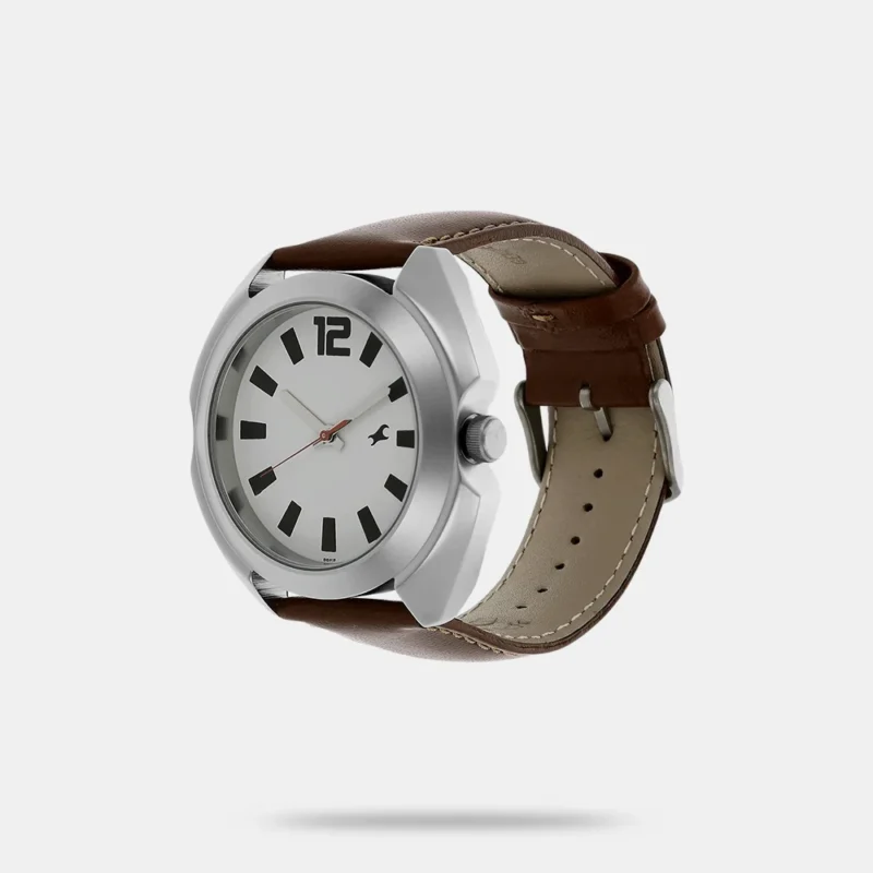 Fastrack Quartz Analog White Dial Leather Strap Watch for Guys - NR3117SL01 - Image 2