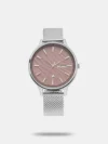 Own this women's analog watch from the Animal Print collection by Fastrack and keep yourself updated with the latest trends. Its stainless steel strap flaunts a stunning black hue that accentuates the look of the watch. The rose gold round dial is protected by a mineral glass. It showcases plain three hands and a crown for time adjustment. Furthermore, it is complemented with a hook buckle clasp that ensures a secure fit on the wrist.