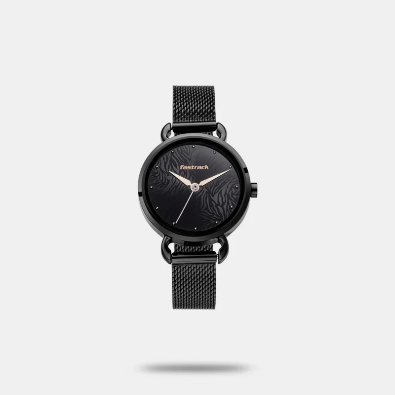 Fastrack Animal Print Quartz Analog Black Dial Stainless Steel Strap Watch for Girls - NR6221NM02