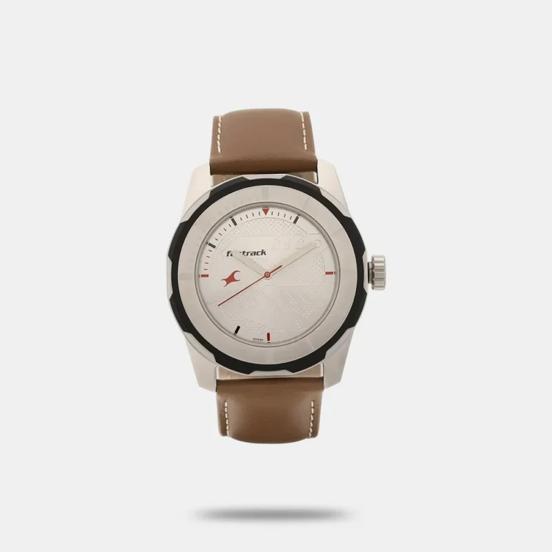 Fastrack Quartz Analog Silver Dial Leather Strap Watch for Guys - NS3099SL01