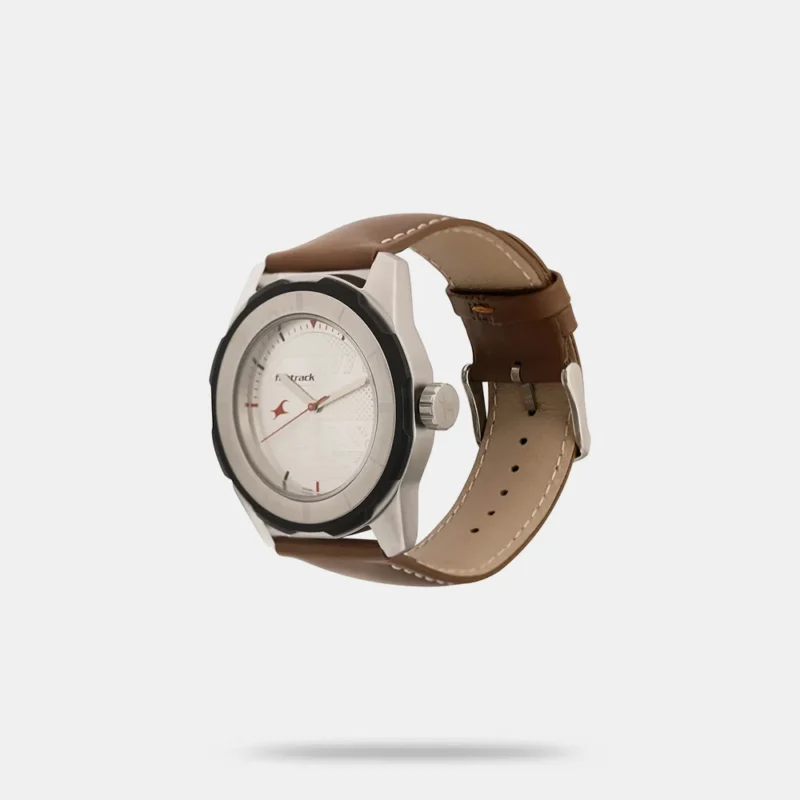 Fastrack Quartz Analog Silver Dial Leather Strap Watch for Guys - NS3099SL01 - Image 2