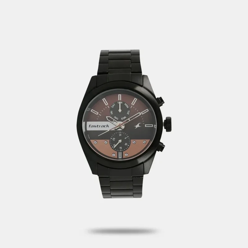 Fastrack All Nighters Quartz Multifunction Brown Dial Metal Strap Watch for Guys - NS3165NM01