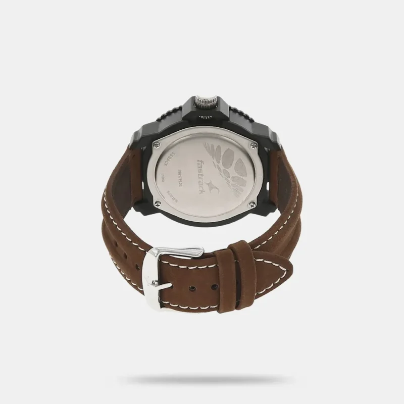 Fastrack Quartz Analog Silver Dial Leather Strap Watch for Guys - NS38017PL02 - Image 2