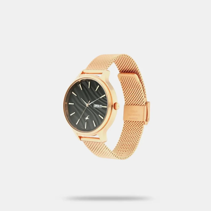 Fastrack Ruffles Quartz Analog with Day and Date Black Dial Stainless Steel Strap Watch for Girls - NS6207WM01 - Image 2