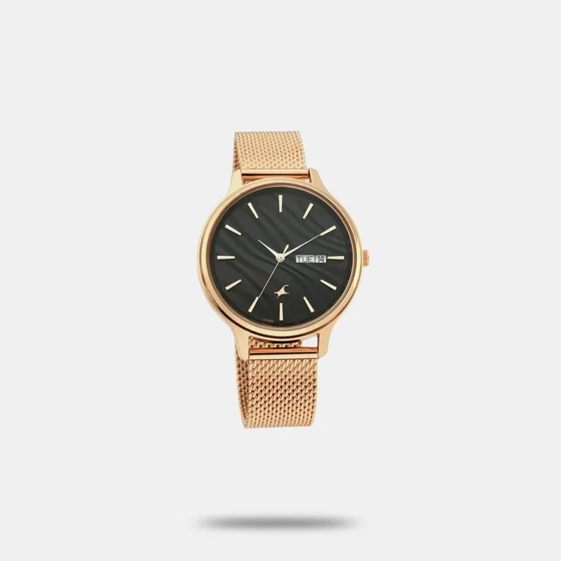 Fastrack Ruffles Quartz Analog with Day and Date Black Dial Stainless Steel Strap Watch for Girls - NS6207WM01 - Image 3