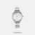 Experience perfection, one second at a time with this women's analog watch from the Stunners collection by Fastrack. The silver round-shaped dial features plain 3-hand functionality for time adjustment. The watch runs on a quartz movement. The metal bracelet comes in a silver hue that additionally boosts the look of the watch. Moreover, it is water resistant up to 30 m and is completed with a push button clasp to ensure a secure fit on the wrist.