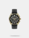 Let this classy men's analog watch from Lee Cooper be a testimony to your love. Its genuine leather strap comes in a black hue that elevates the look of the watch. The black round dial showcases chronograph, bold stick markings at five-minute intervals. Furthermore, it is complemented with a buckle clasp that ensures a secure fit on the wrist.